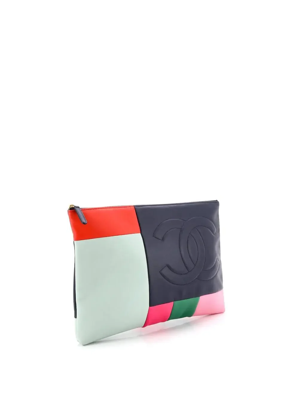 Chanel O Case Clutch Colorblock Leather #285795C15B
